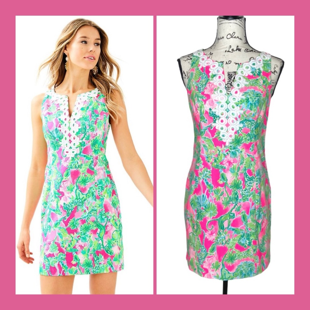 Lilly Pulitzer Sleeveless Summer Resort Party Pink Jungle Animal Print Dress